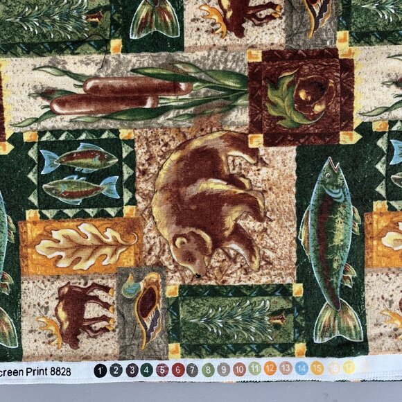 Great Northwest Krista Hamrick Hunting Fishing Cabin Cotton Fabric 1.5 Yards - Picture 5 of 13
